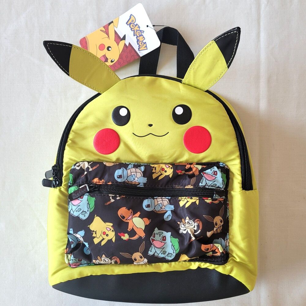 Bioworld Pikachu Mini Backpack Yellow 3D Ears Pokémon Bag New